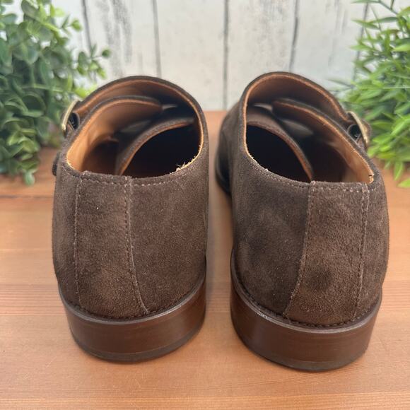 The Shoehorn Men\'s Brown Suede Leather Monk Oxfords Shoes Size 40